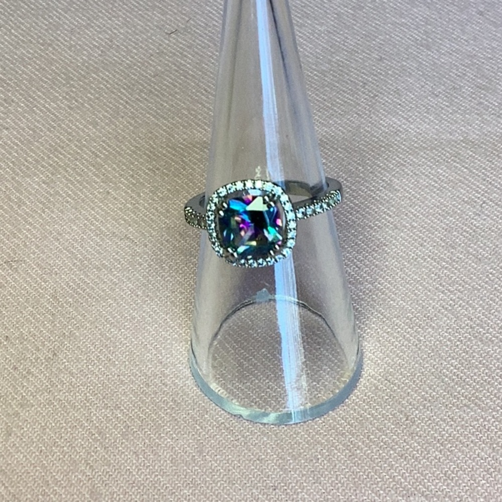 FINAL SALE PRICE Marked 925 Silver Mystic & White Topaz Ring - Picture 2 of 8